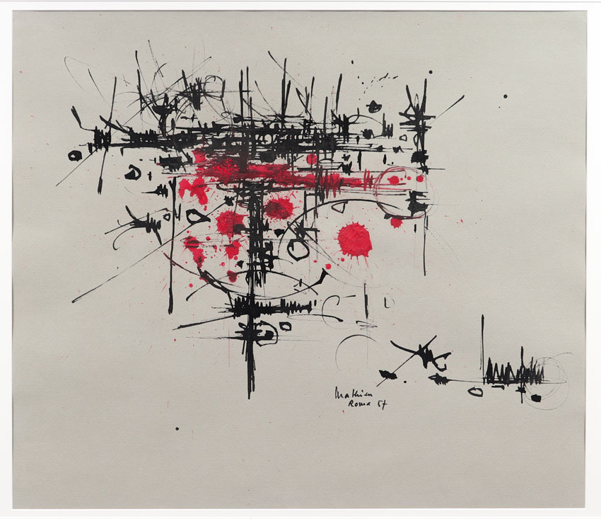 Composition, 1957, gouache sur papier, 70x61cm