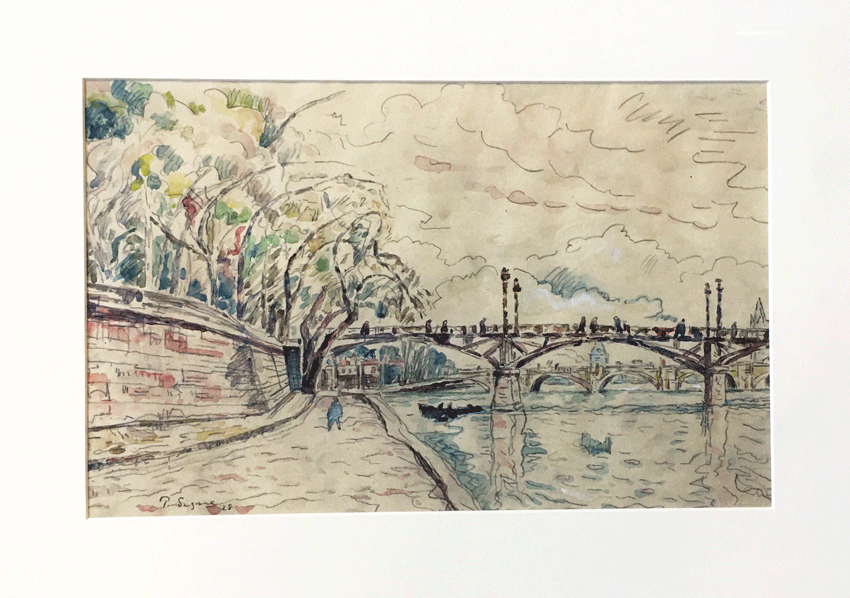 Paris, Le Pont des Arts, 1928, aquarelle et crayon sur papier, 24x38cm